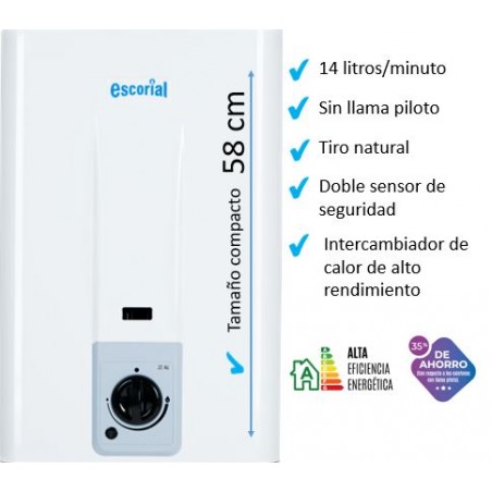 CALEFÓN ESCORIAL CE 14LT GAS ENVASADO