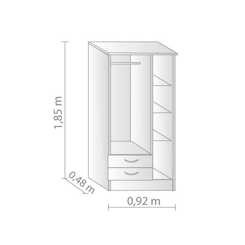 PLACARD BASE 3 PUERTAS 2 CAJONES GRIS