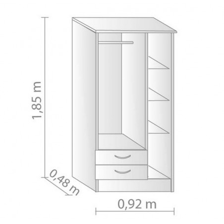 PLACARD BASE 3 PUERTAS 2 CAJONES GRIS