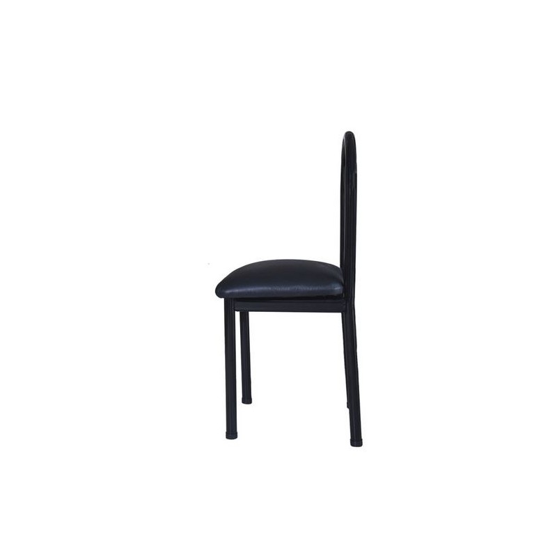 SILLA DE CAÑO TAPIZADA NEGRO