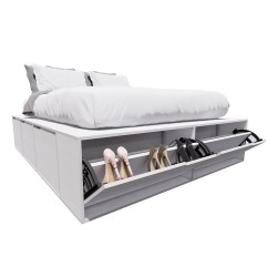 CAMA BOX 2 PLAZAS EMC CON 6 CAJONES Y 2 ZAPATEROS BLANCO