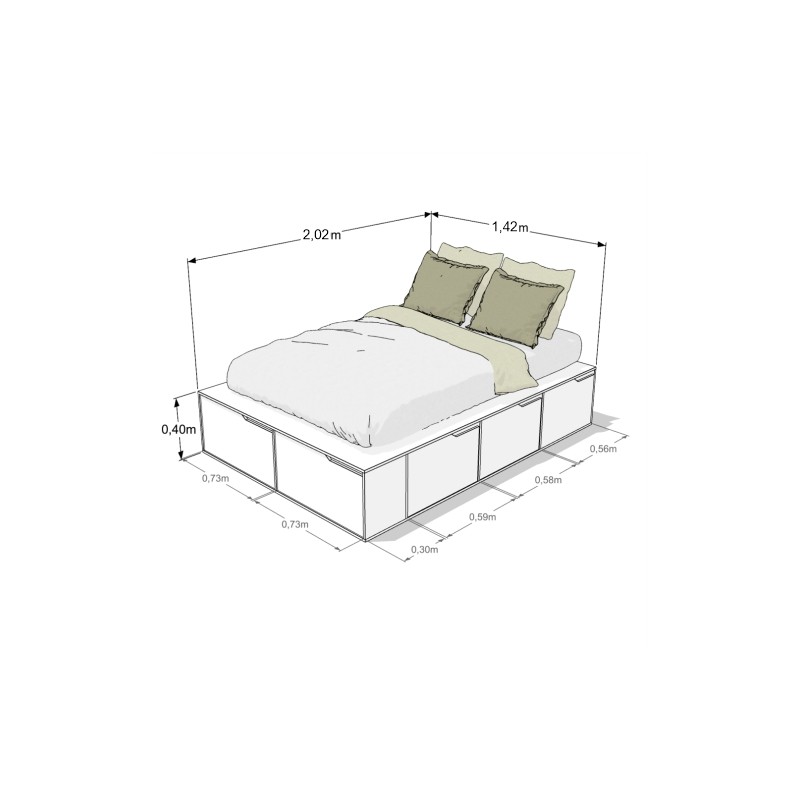 CAMA BOX 2 PLAZAS EMC CON 6 CAJONES Y 2...