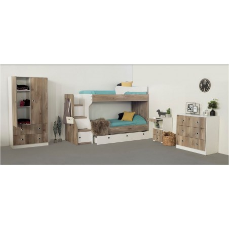 CUCHETA TRADICIONAL EMC FUNCIONAL CON CAJONERA BLANCO Y BALTICO