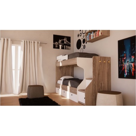 CUCHETA TRADICIONAL EMC FUNCIONAL CON CAJONERA BLANCO Y BALTICO