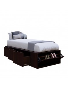 CAMA BOX 1 PLAZA EMC CON 3 CAJONES Y 1 ZAPATERO WENGUE