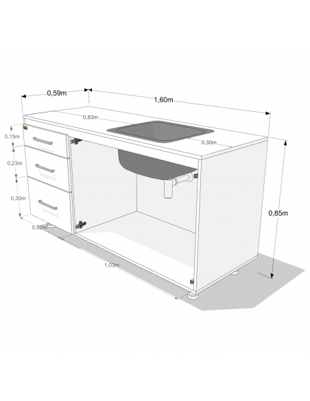 BAJO MESADA EMC 1.60M BLANCO