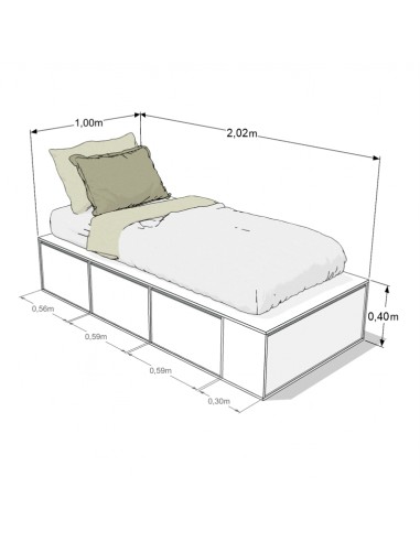 CAMA PRO EMC 1 PLAZA CON 3 CAJONES Y 1 ZAPATERO...