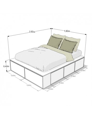 CAMA PRO EMC QUEEN 1.60M CON 6 CAJONES Y 2...