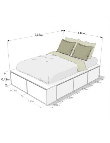 CAMA PRO EMC 2 PLAZAS 1.40M CON 6 CAJONES Y 2...