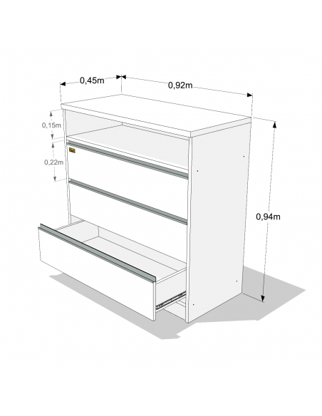 CÓMODA EMC 3 CAJONES HELSINKI