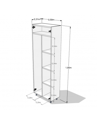 ESCOBERO EMC ORGANIZADOR 1.80M BLANCO Y WENGUE