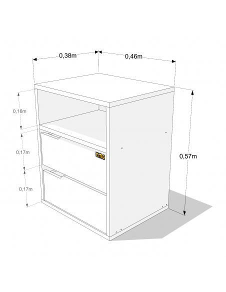MESA DE LUZ EMC CON 2 CAJONES Y ESTANTE HELSINKI
