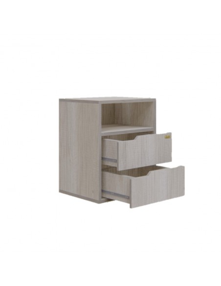 MESA DE LUZ EMC CON 2 CAJONES Y ESTANTE HELSINKI