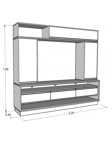 RACK TV PARÍS EMC 2.20M CON 4 MÓDULOS BLANCO Y...
