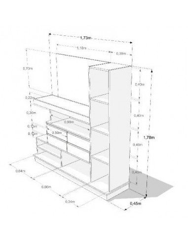 MODULAR DE TV EMC CON 4 CAJONES BÁLTICO