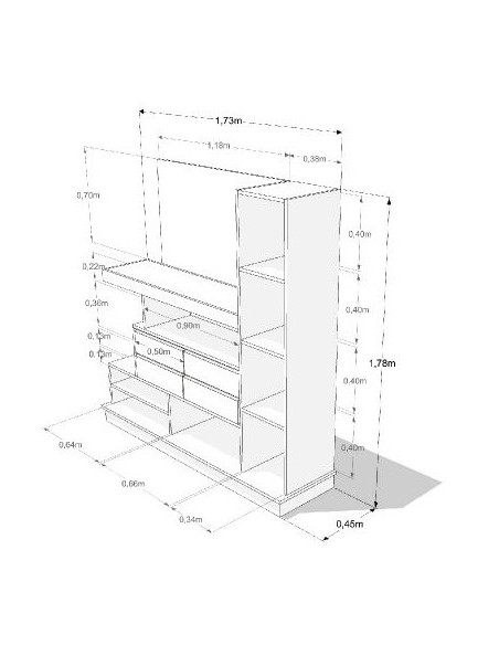 MODULAR DE TV EMC CON 4 CAJONES BÁLTICO