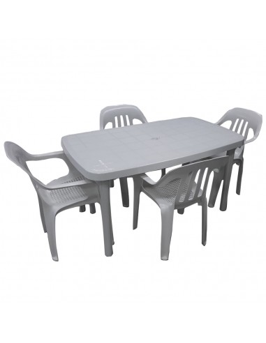 JUEGO DE JARDÍN MESA RECTANGULAR + 4 SILLAS FIESTA