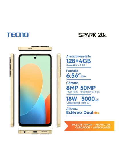 CELULAR TECNO SPARK 20C 4GB/128GB NEGRO