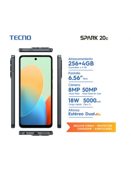 CELULAR TECNO SPARK 20C 4GB/256GB NEGRO