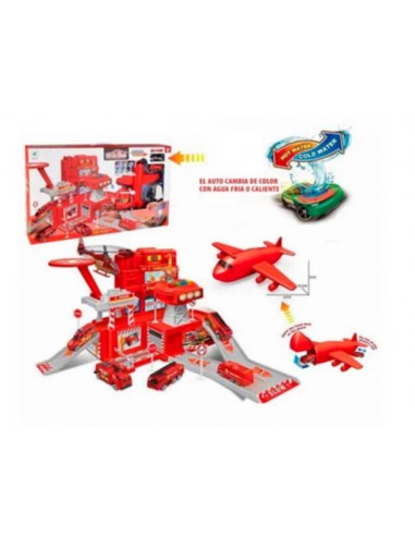 ESTACIÓN DE BOMBERO CON AUTO Y AVIÓN