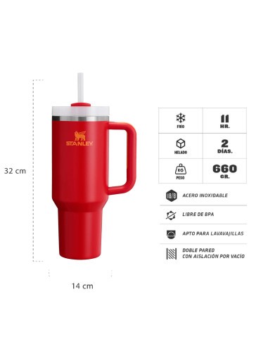 VASO STANLEY QUENCHER TUMB 1.1LT ROJO