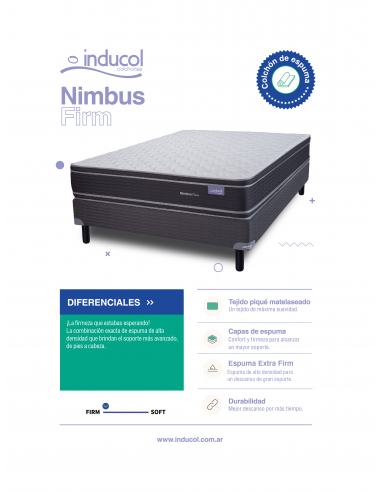 COLCHÓN INDUCOL NIMBUS FIRM ESPUMA 090x190x26