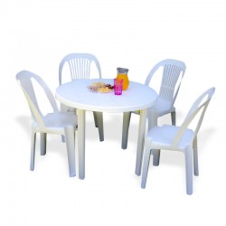 JUEGO DE JARDÍN VOSS MESA ANTILLA REDONDA + 4 SILLAS